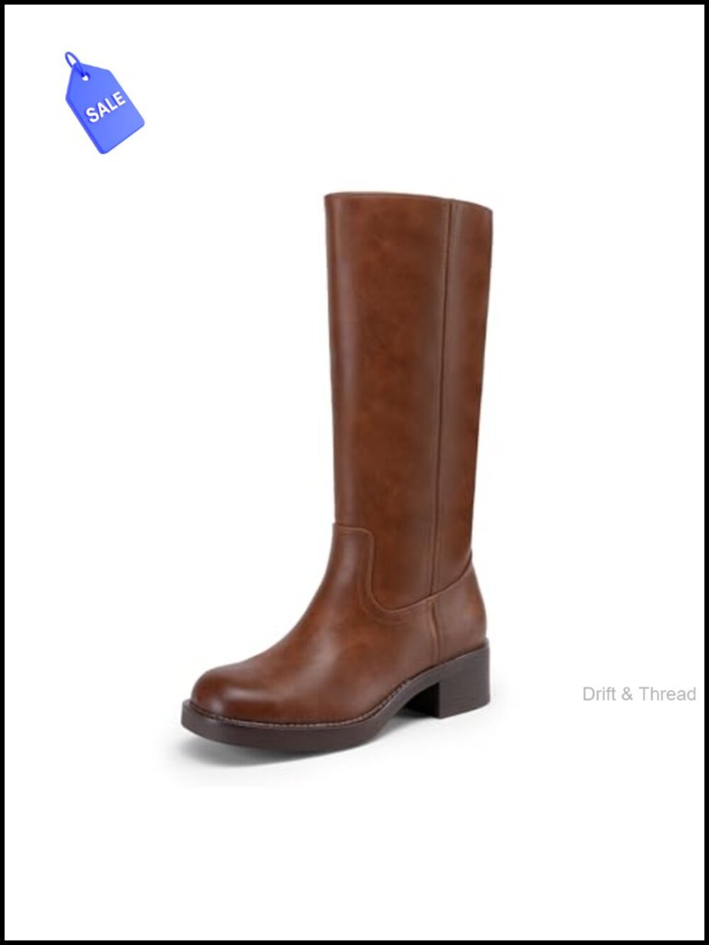 Women's Square Toe Platform Chunky Block Heel Knee High Riding Boots